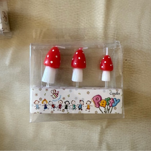 Bundle of 3 Pcs Mushroom Candles Mushroom Birthday Cake Topper - Picture 7 of 7